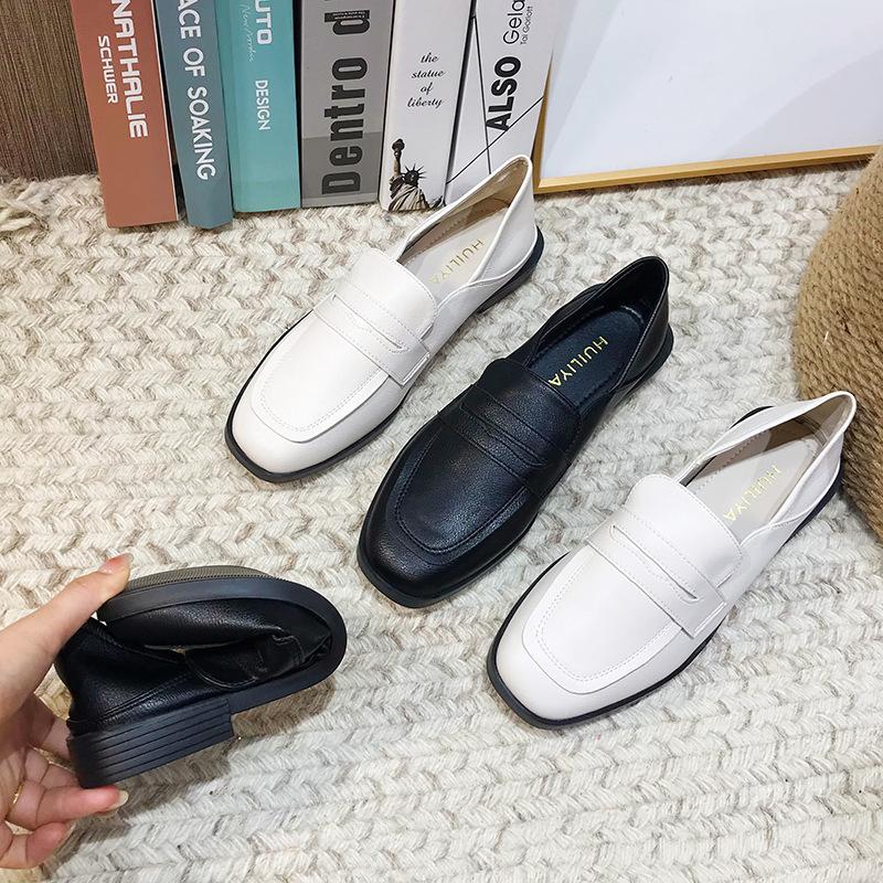 Fashion British Square Toe Loafers Women 2-Ways Barefoot Shoes Single Flats Ladies Low Heels Oxfords Soft PU Leather Moccasines Femme
