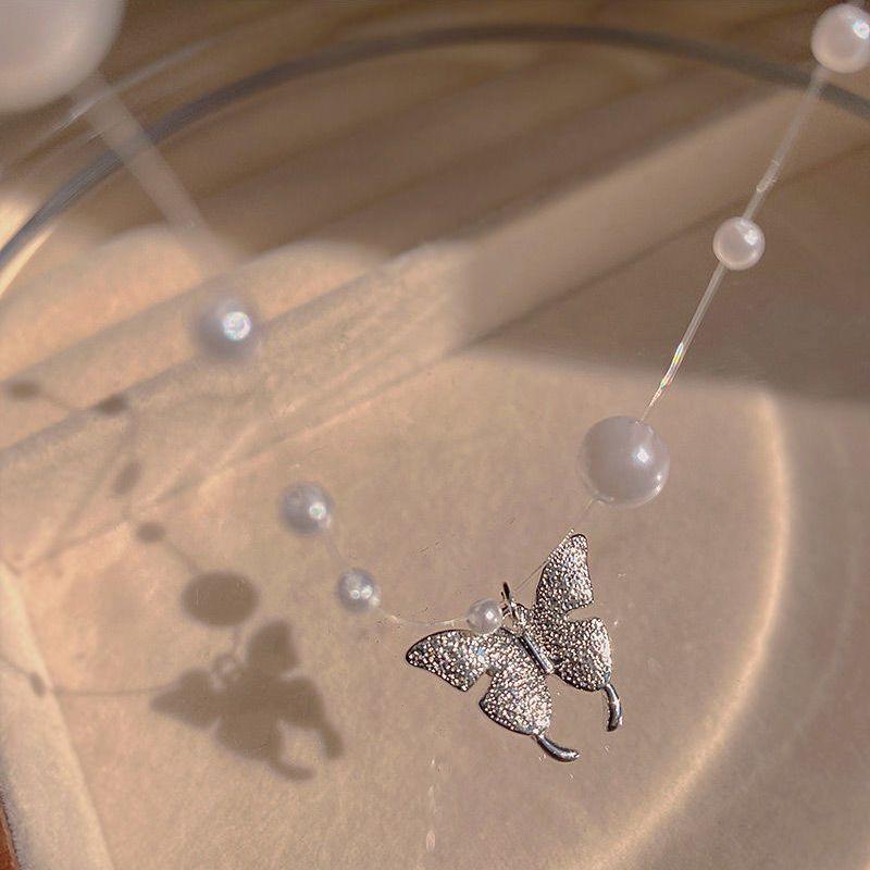 Romantic Butterfly Pearl Necklace - Light Luxury, Niche Design for Women, Spring/Summer Clavicle Chain Accessory