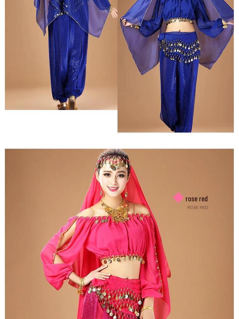 Женский индийский костюм для танца живота с длинным рукавом для выступлений и практики