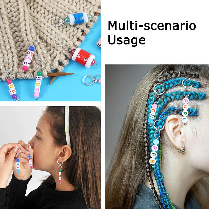 WTEMPO Разноцветный брелок-маркеры для вязания, квилтинга, вязания крючком с бусинами и замком. Идеальный подарок для бабушки или мамы. Швейные принадлежности с сумкой.