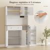 Kitchen Buffet, High, Charging Station, 6 Doors, Worktop, Spice Rack, 100 x 40 x 173 cm, White