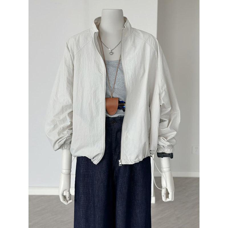 Korean Female Long Sleeved Sunscreen Jacket Spring Summer Women Leisure Sports Jacket Coat Solid Color Thin Style Ladies Outwear