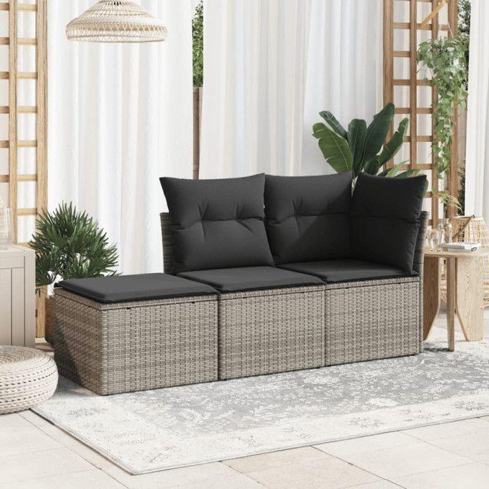 VidaXL Tabouret de Jardin avec Coussin, Siège avec Housse, Meuble de Patio Balcon Terrasse Arrière-cour Extérieur, Gris 366117