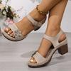 Модные женские сандалии Винтажные сандалии на толстом каблуке с цветком для женщин Платформенные сандалии с ремешком на щиколотке Женские летние сандалии большого размера Sandalias Mujer