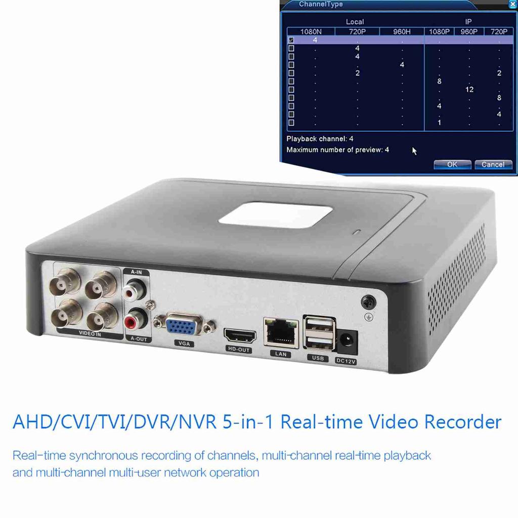 4-канальный 4CH Security CCTV AHd CVI/TVI/DVr NVR 5 в 1 Видеорегистратор в реальном времени