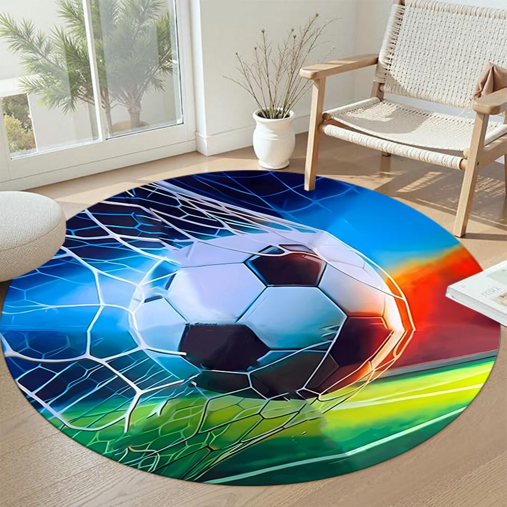Football Round Floor Mat Perfect for Decorate room Outdoor Foyer Balcony Antislip Round Carpet Decorate Offices