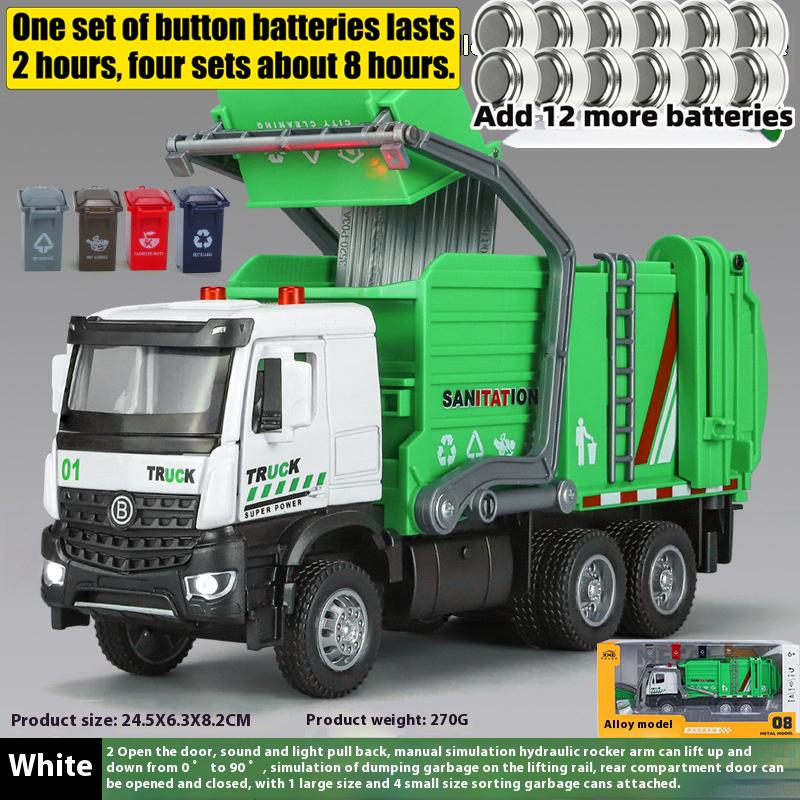 1/35 Мусоровоз для городской санитарии Сплавная машина Литая металлическая модель Детские инженерные игрушки Подарок на день рождения для детей