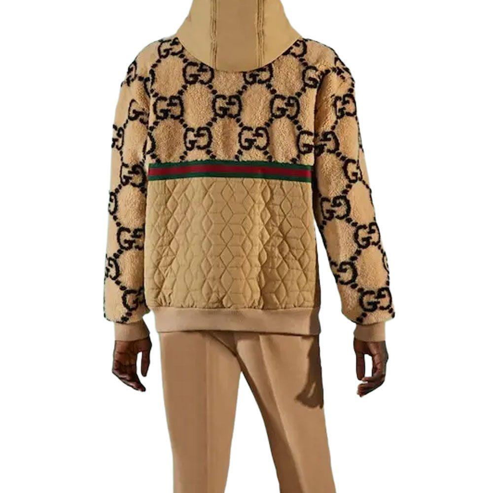 Gucci Шерстяная куртка с капюшоном оверсайз с жаккардовым узором Gg 706419-XJETL-2066