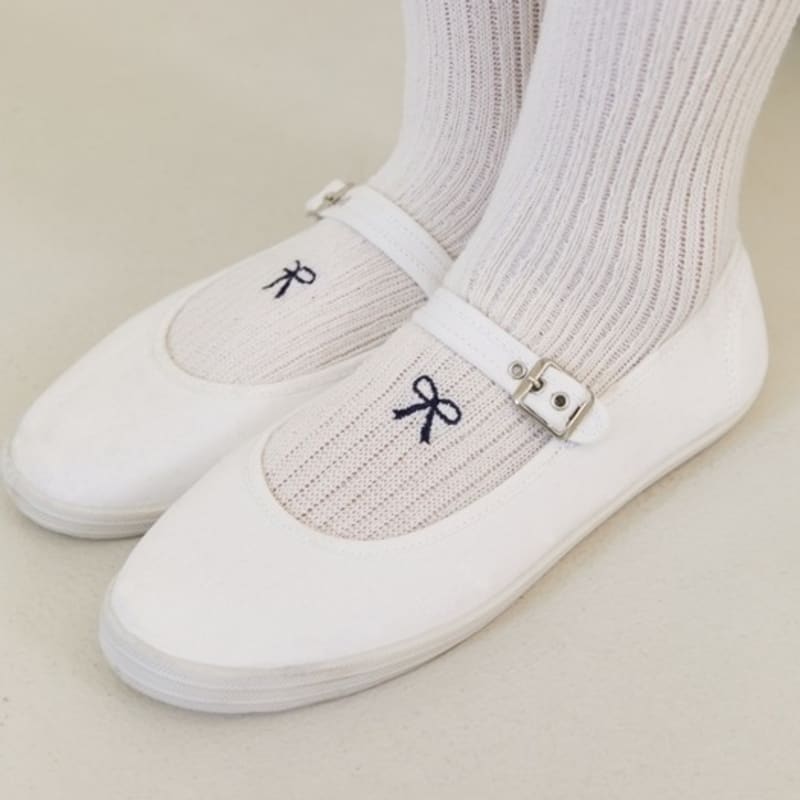 SOCKS APPEAL RIBBON GIRL short embroidery ivory