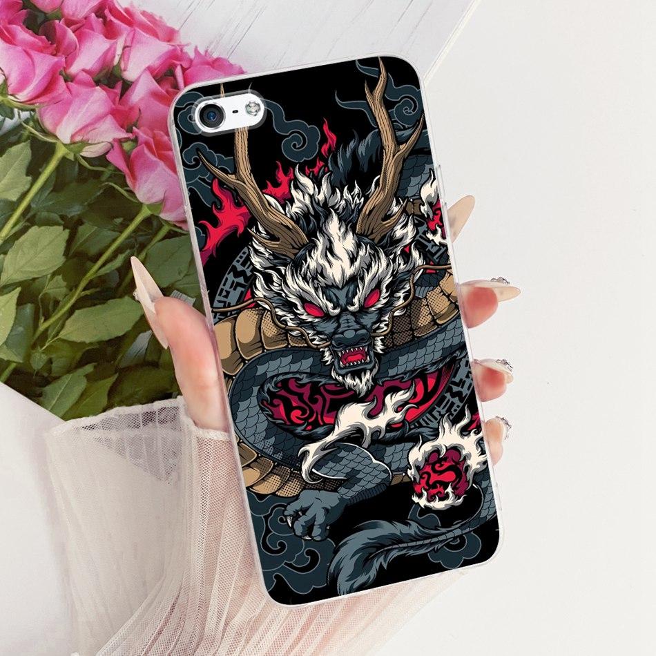 Для iPhone 5 5 SE (2016) 4 4s Крутой чехол для телефона с узором Дракон и Тигр Для iPhone5 iPhone4 Мягкие силиконовые TPU чехлы