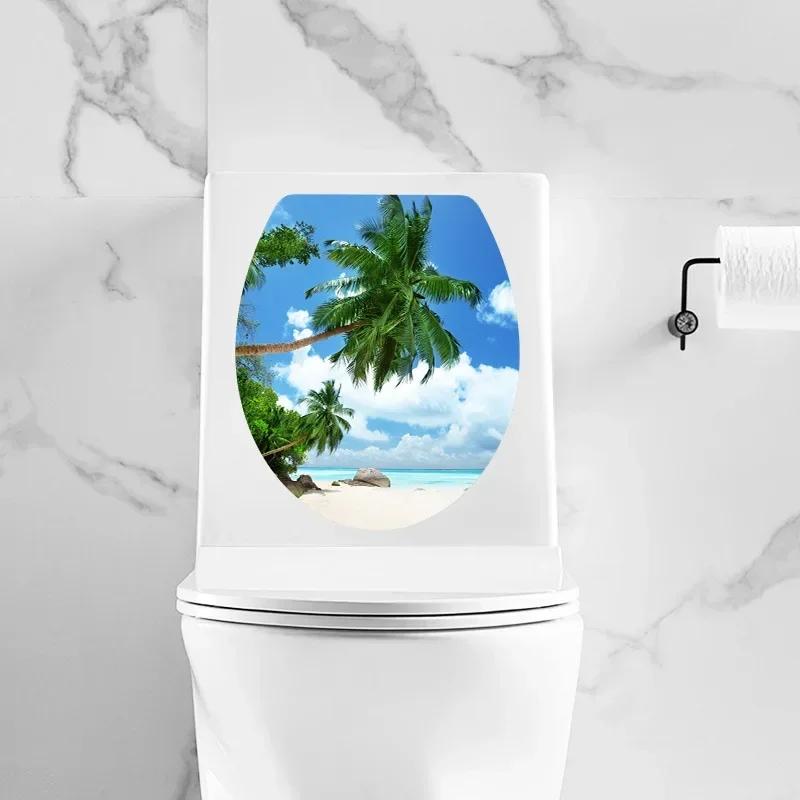 1 шт. DIY Декор для ванной комнаты с узором морских животных 3D Наклейка на крышку унитаза ПВХ Арт-обои Съемные наклейки для ванной Наклейка на унитаз