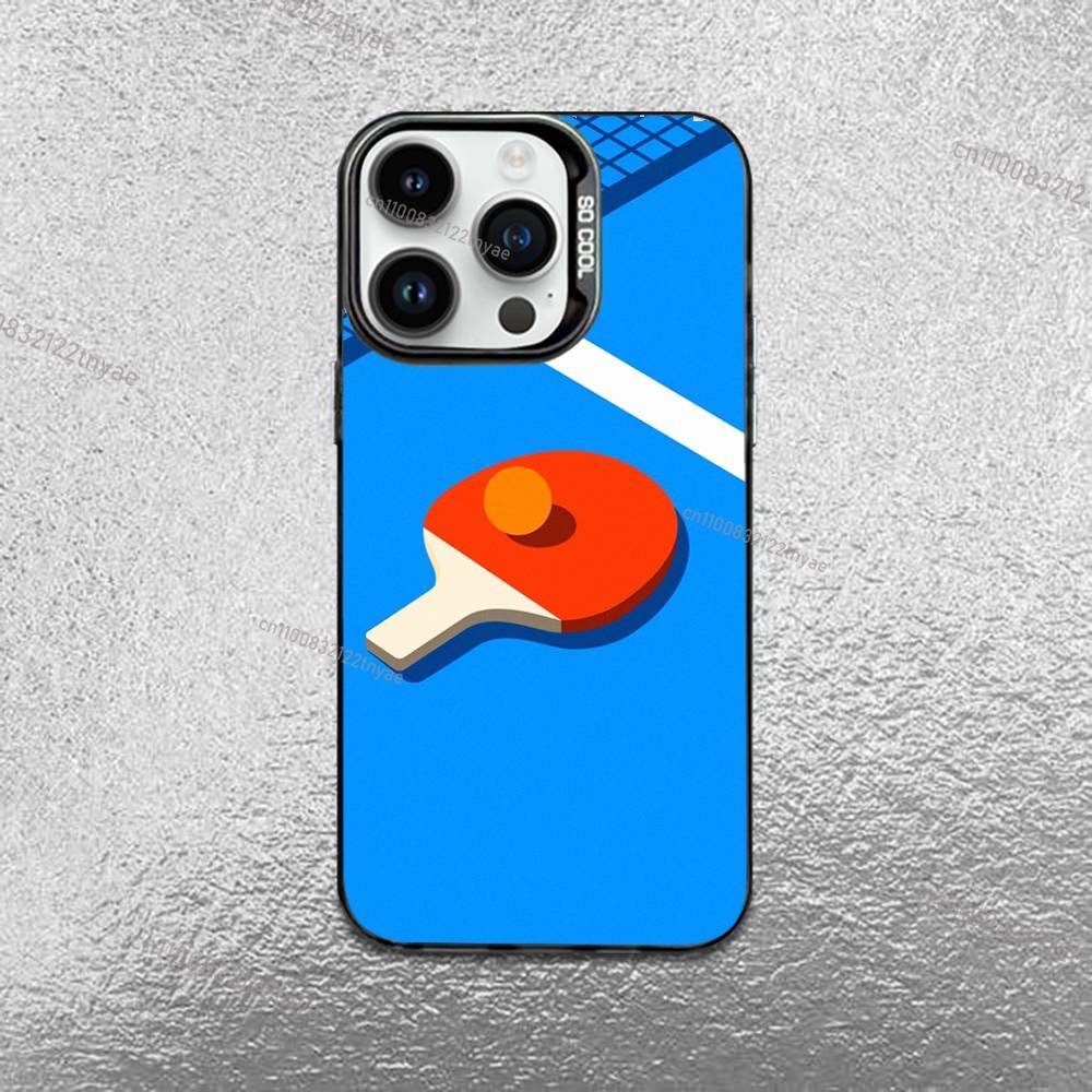 Table Tennis Racket Ping Pong Phone Case For iPhone 17,16,Pro,Max,e,15,14,Plus,13,12,Mini,11, Matte Colored Silver Luxury Cover