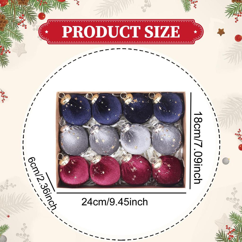 12 Pieces Christmas Hanging Decorations Decorative Baubles Xmas Decor for Celebration