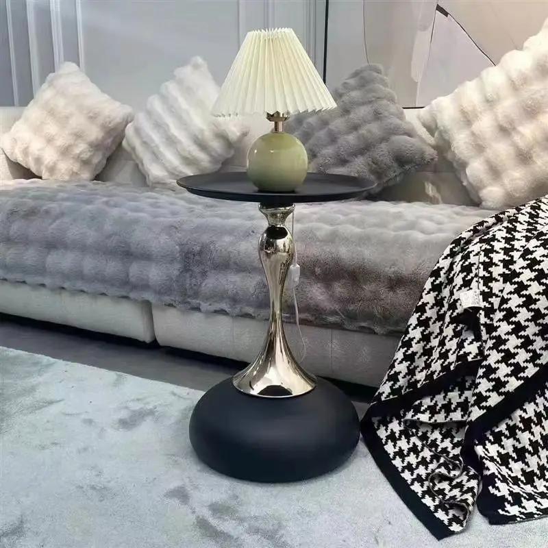 Уникальный журнальный столик маленький для дивана угловой круглый металлический круглый журнальный столик теплоизоляция боковая черная столешница басс мебель для дома