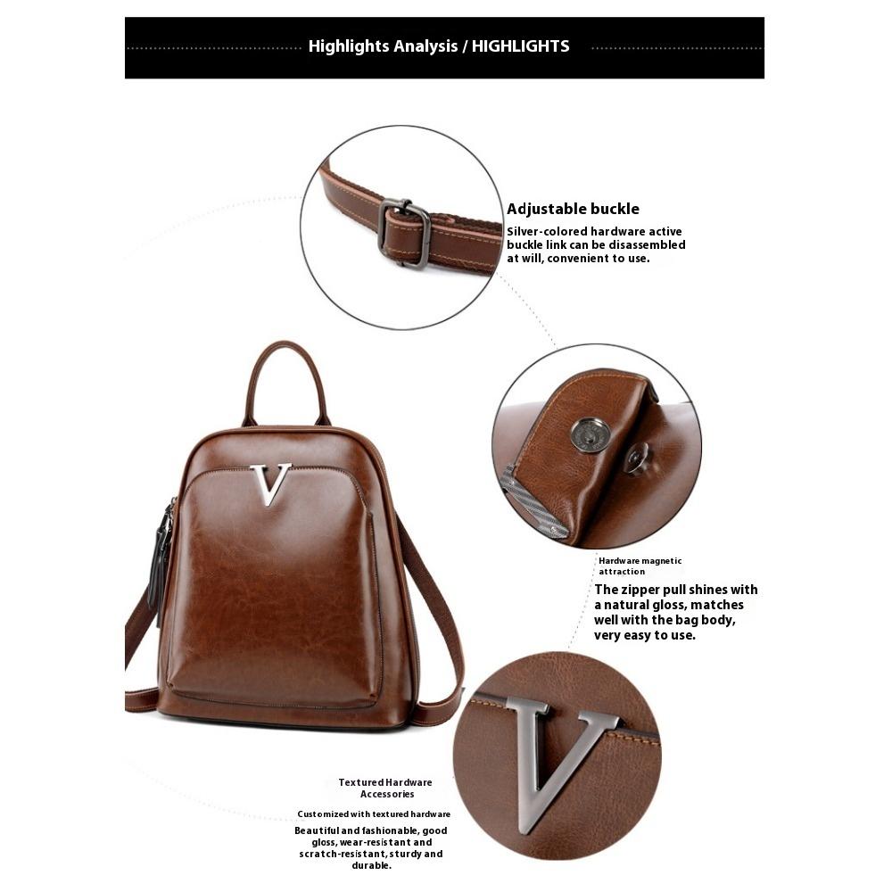 Кожаный рюкзак из вощеной коровьей кожи, женский ретро-портфель