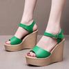 6см 8см 10см Маленький размер 33-43 Удобная толстая подошва Зеленые сандалии Платформа Клинья Обувь 2025 Лето Сандалии на высоком каблуке Офис