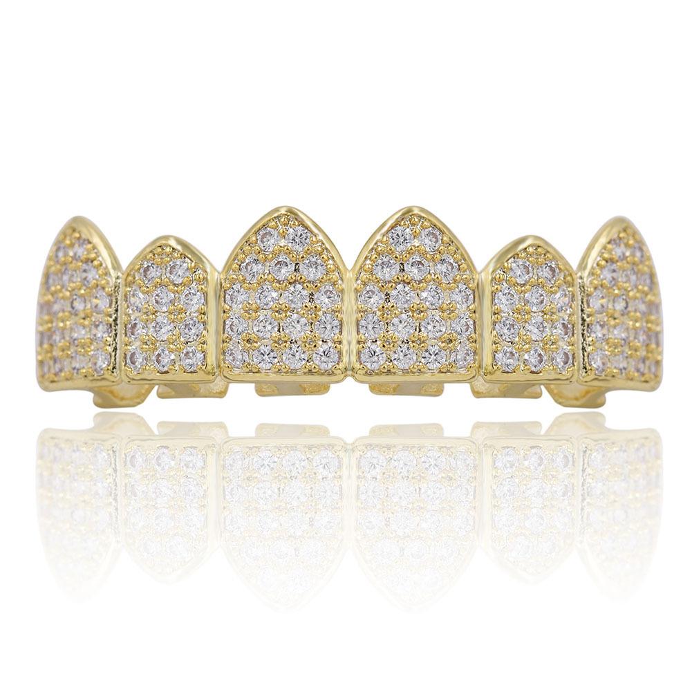 WISH Micro Inlaid Gold Teeth Set Sharp Teeth Vampire Teeth Hip Hop Accessories Teeth Set Factory