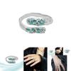 Elegant Adjustable Geometric Copper Ring With Teal Blue Resin And Zircon Embellishments