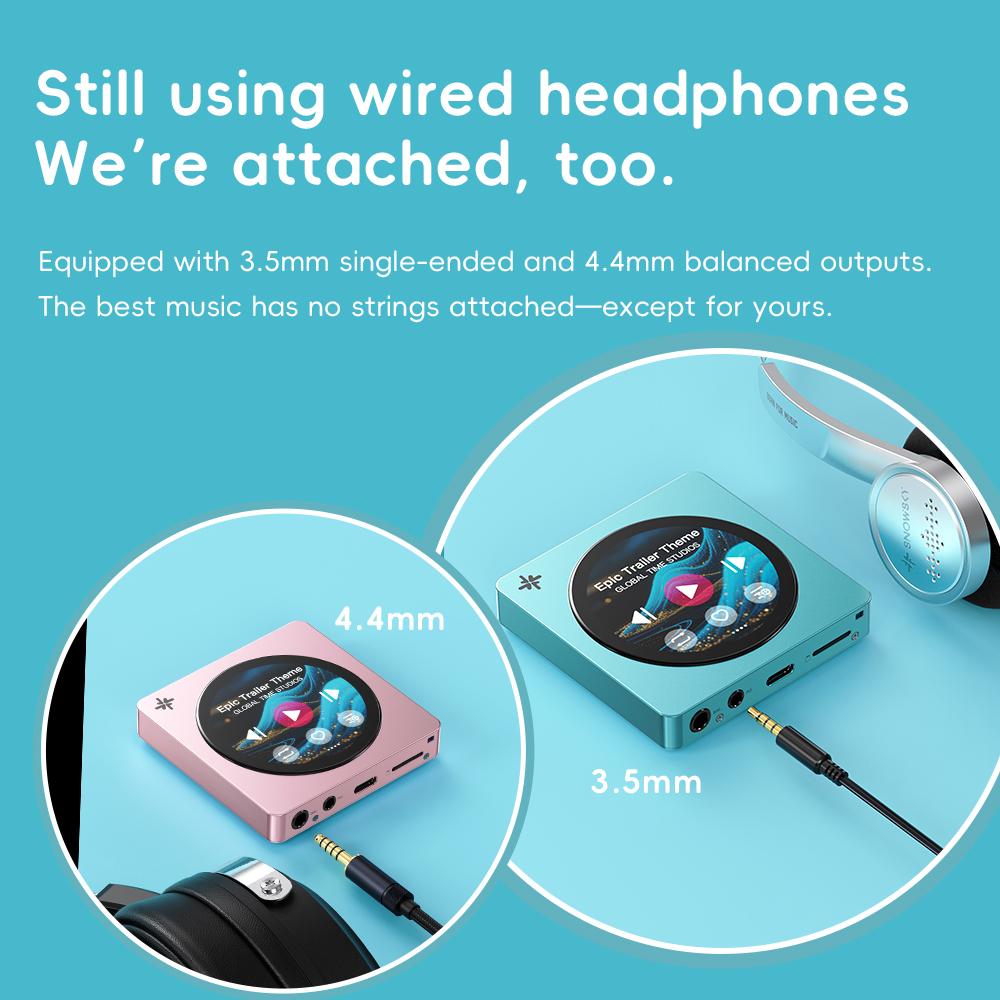 Fiio DISC Портативный музыкальный плеер Hi-Fi MP3 с высоким разрешением, двойной ЦАП, выходы 3,5 мм 4,4 мм, Bluetooth 5.4 LDAC, круглый сенсорный экран