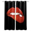 Bite Lips Red Lips Teeth Blackout Curtains for Children Kids Home Decor Bedroom Living Room High Shading Window Curtains