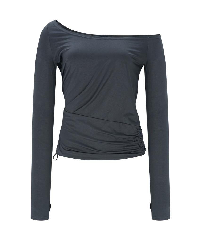 Топ с длинным рукавом Marcia Unbal Drape (черный)