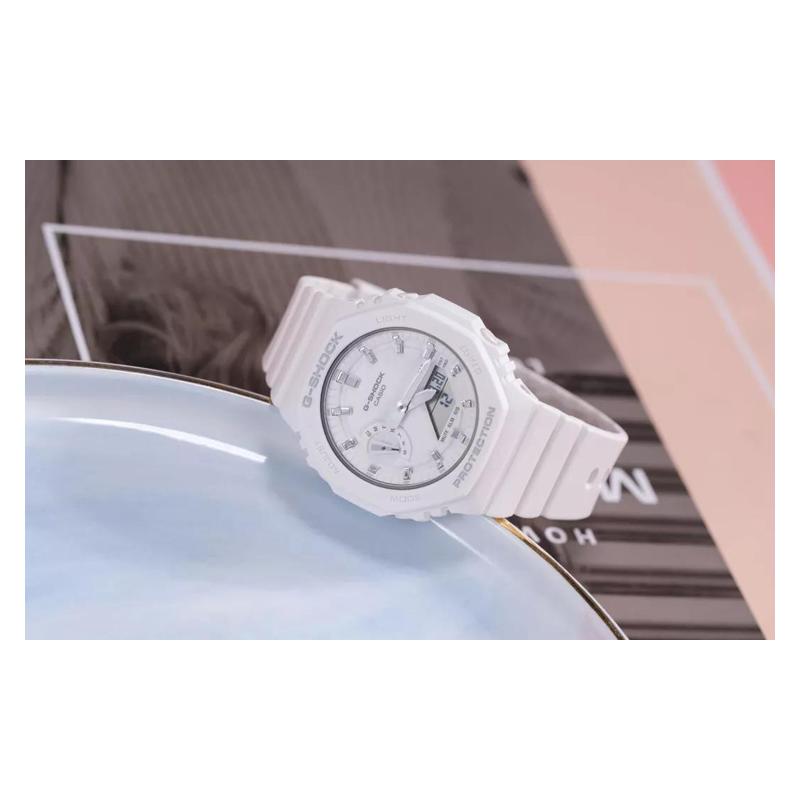 Casio G-SHOCK WOMAN Trendy Fashion Quartz Movement Resin Strap Japanese and Korean Watch Women's Watch White Dial GMA-S2100-7APR
