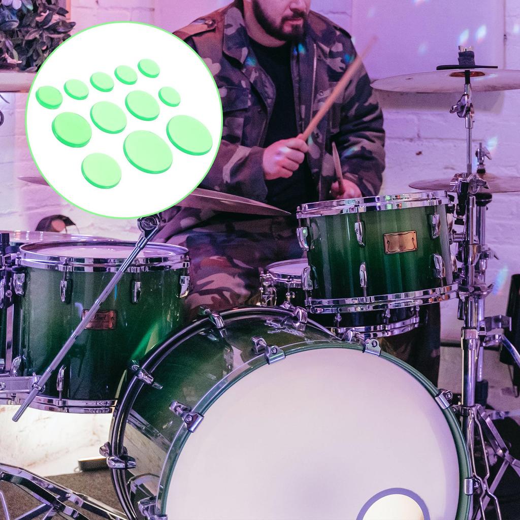 Alasum Damper Pad 12 Piece Set Silicone Drum Pad Green Silencer Sticker Dam Drum Pad Ampossible Pad Наклейка на барабан Overtone Sticker Accessories