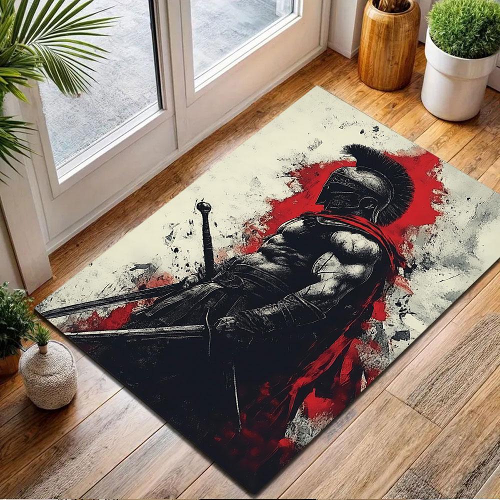 Spartan Warrior Art Rug Patterned carpet, non slip mat suitable for living room and bedroom sofas