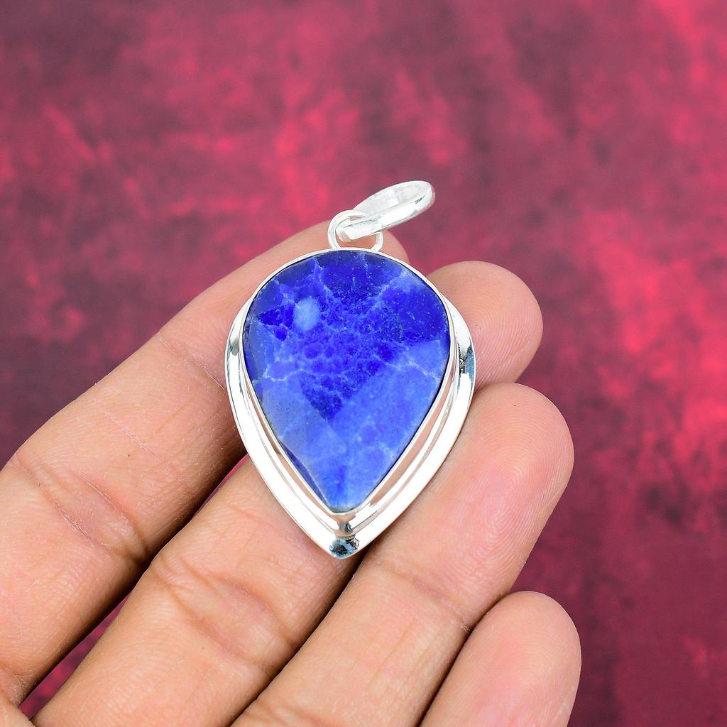 Подвеска с синим сапфиром, подвеска из драгоценного камня ручной работы, подвеска из стерлингового серебра 925 пробы, антикварные ювелирные изделия, для подарка на помолвку