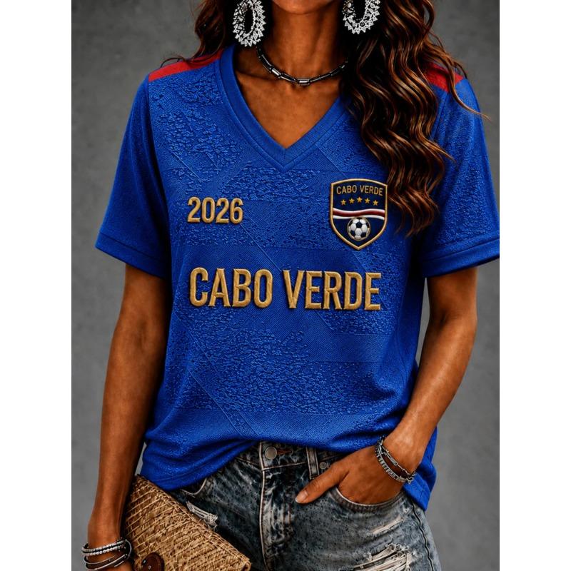 Ghana No.57 Colorblock T-Shirt Y2K Retro V-Neck Uniforms Football Tshirt Summer Streetwear Women Men's Clothing For Soccer Fans