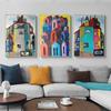 Nordic Abstract Wall Art Poster Scandinavian Colorful House Landscape Canvas Painting Prints Pictures for Living Room Home Decor