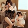 Sex Underwear Sexy Perspective French Big Bow Lace Hollow Pajamas Free Onesie Women's Suit