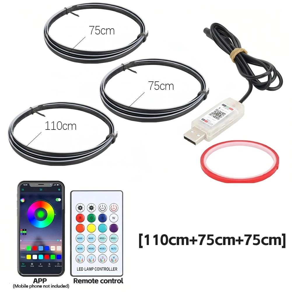 Car Ambient Lights 3in1 Universal LED Symphony RGB Atmosphere Lamp USB APP Remote for IOS Android for Tesla Model 3 Y S X