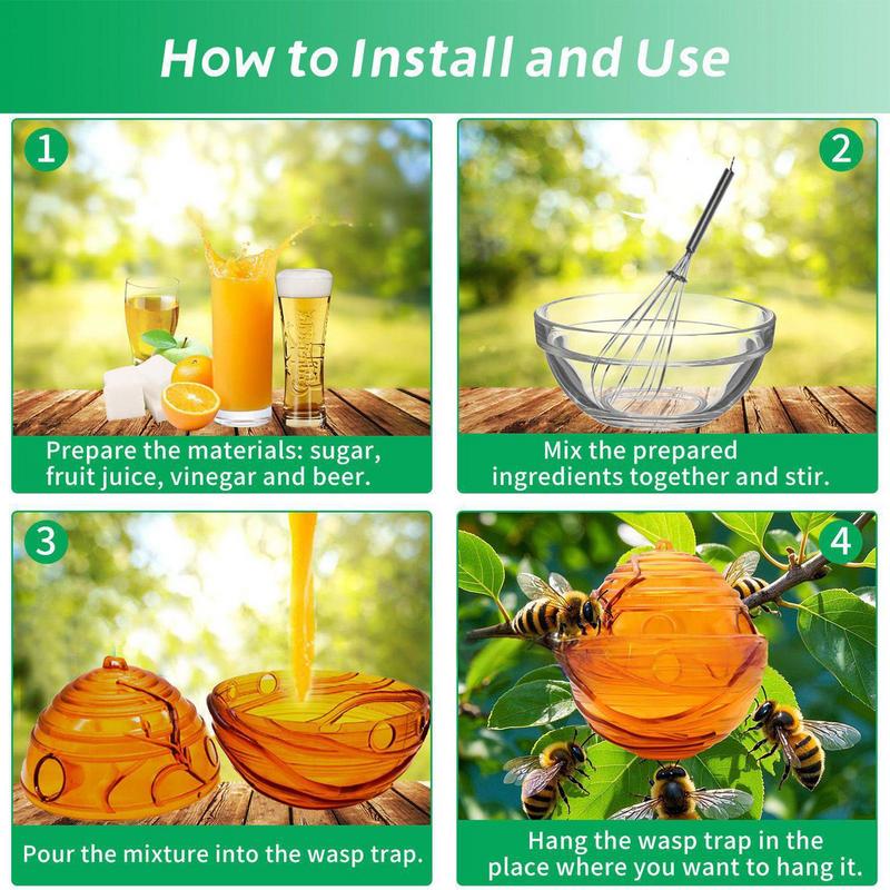Ловушки для пчел для улицы 2 шт. Уличные ловушки для шершней Многоразовые приманки для плодовой мушки Натуральная приманка Ловушка Гаджет Дизайн в форме улья Для