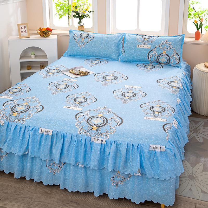 Bedroom Household Single-piece Sanding Bed Skirt Solid Color Skin-friendly Bedspread Bed Cover Bedroom Student Dormitory Sheets