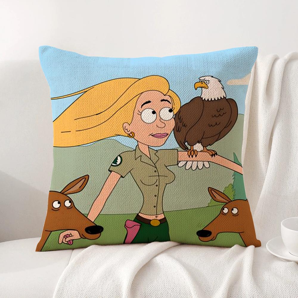 Мультяшная наволочка B-Brickleberrys Летняя прохлада Льняная ткань Двусторонняя печать Наволочка для подушки Диван Домашний декор Подарок