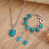 Boho Retro 4 шт./комплект серег праздничный бонус бирюзовый сплав браслет праздничная одежда женский комплект аксессуаров подходит для винтажного ожерелья