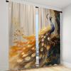 2pcs Peacock Curtain Contemporary Polyester Rod Pocket Curtains Digital Print for Bedroom Living Room Feather & Landscape Theme