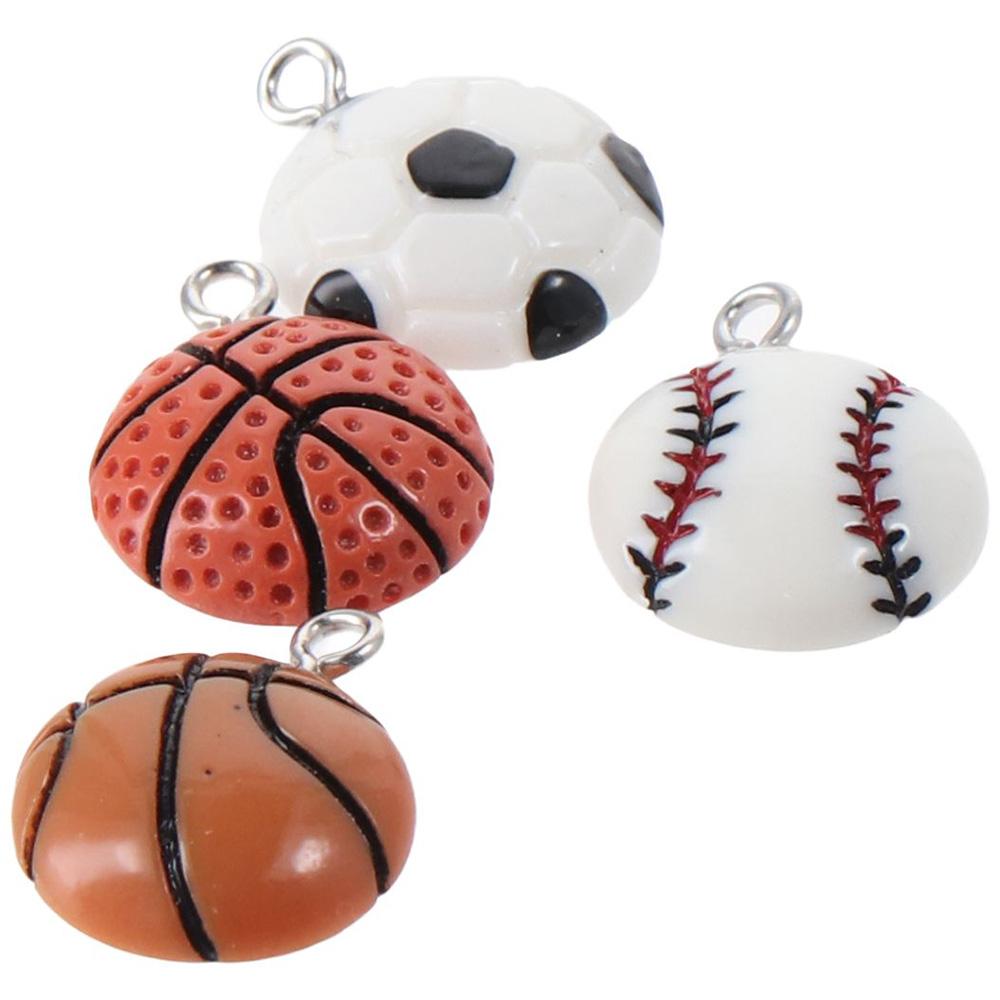 40 Pcs 40 Pcs Round Football Charm Resin Volleyball Charm Bracelet Basketball Charm  Women