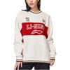 Li Ning Sports Lifestyle Series Logo Color Block Loose Fleece O-Neck Long Sleeve Hoody Winter Women Hoody Off-White AWDSH70-1