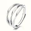 1PC Women's Fashion Wide Face Ring, Hollow Multi Layer Wave Line Ring, Fashionable Street Design, Adjustable Opening Ring Suitable
