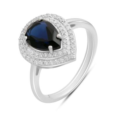 Серебряное кольцо с сапфиром nano 2.221ct, фианитами, вес изделия 3,5 гр (2194958)