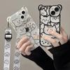 Милый Мишка с Шнурком Чехол для Телефона для iPhone 14 13 11 12 16 17 Pro Max Air 15 14 Plus Мультяшный Кот Мягкий ТПУ Чехол-Бампер