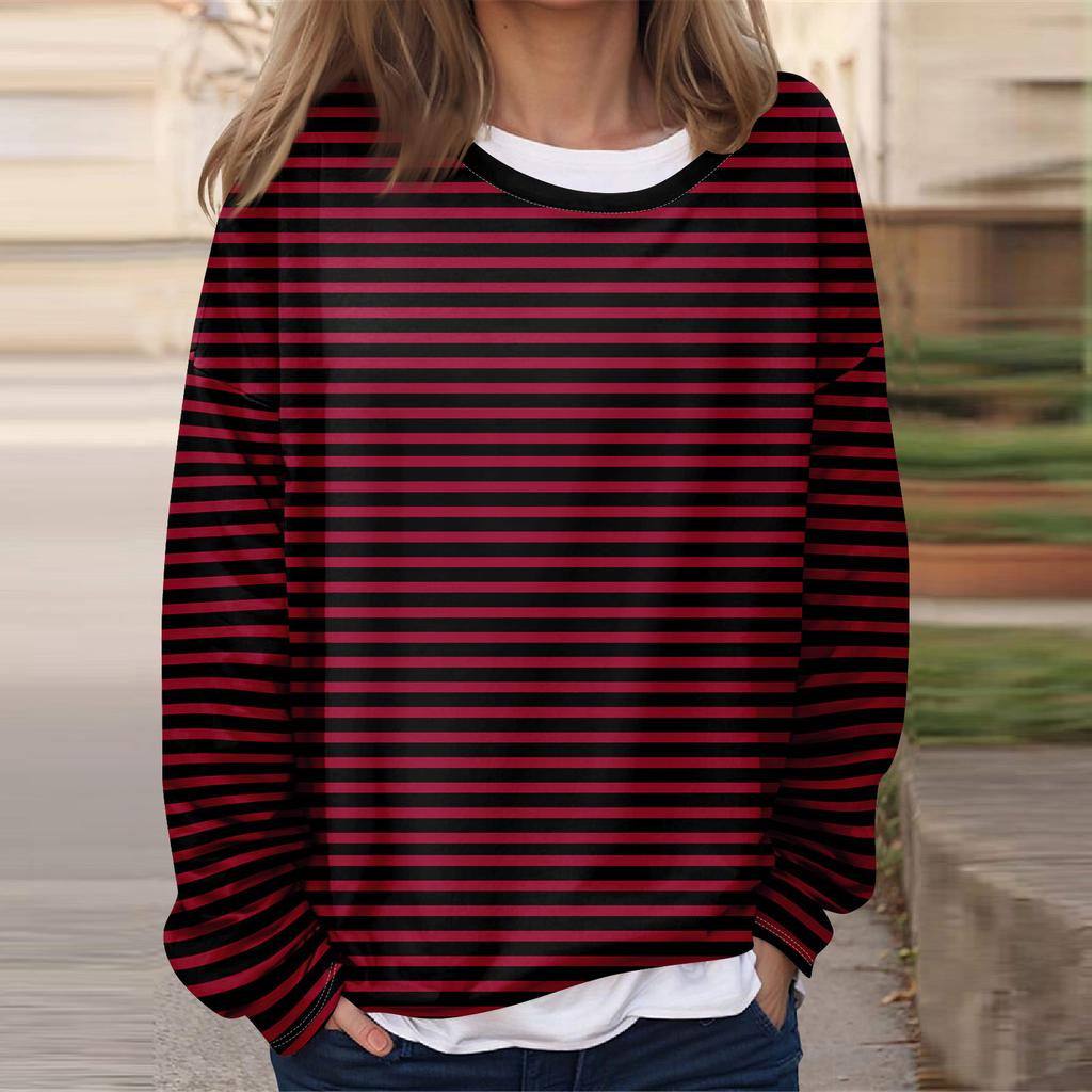 Женская повседневная модная винтажная печатная толстовка с длинным рукавом и круглым вырезом, многослойный пуловер