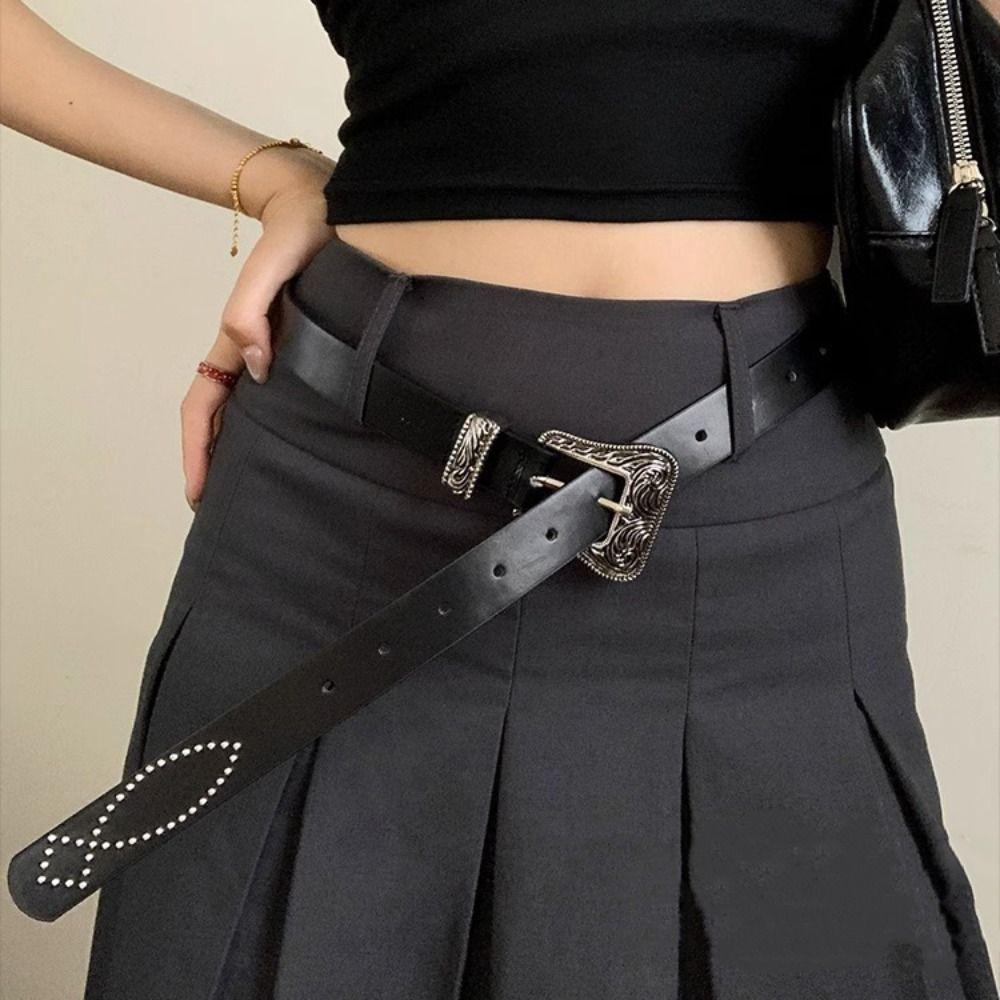 Винтажный панк-стиль ремень из искусственной кожи женский поясной ремень ретро Y2K ремень для джинсов вечеринка