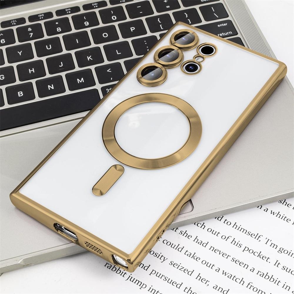 Прозрачный чехол с покрытием для Samsung Galaxy S24 S23 S22 S21 S20 FE Ultra Plus Note 20 Ultra MagSafe, чехол для беспроводной зарядки