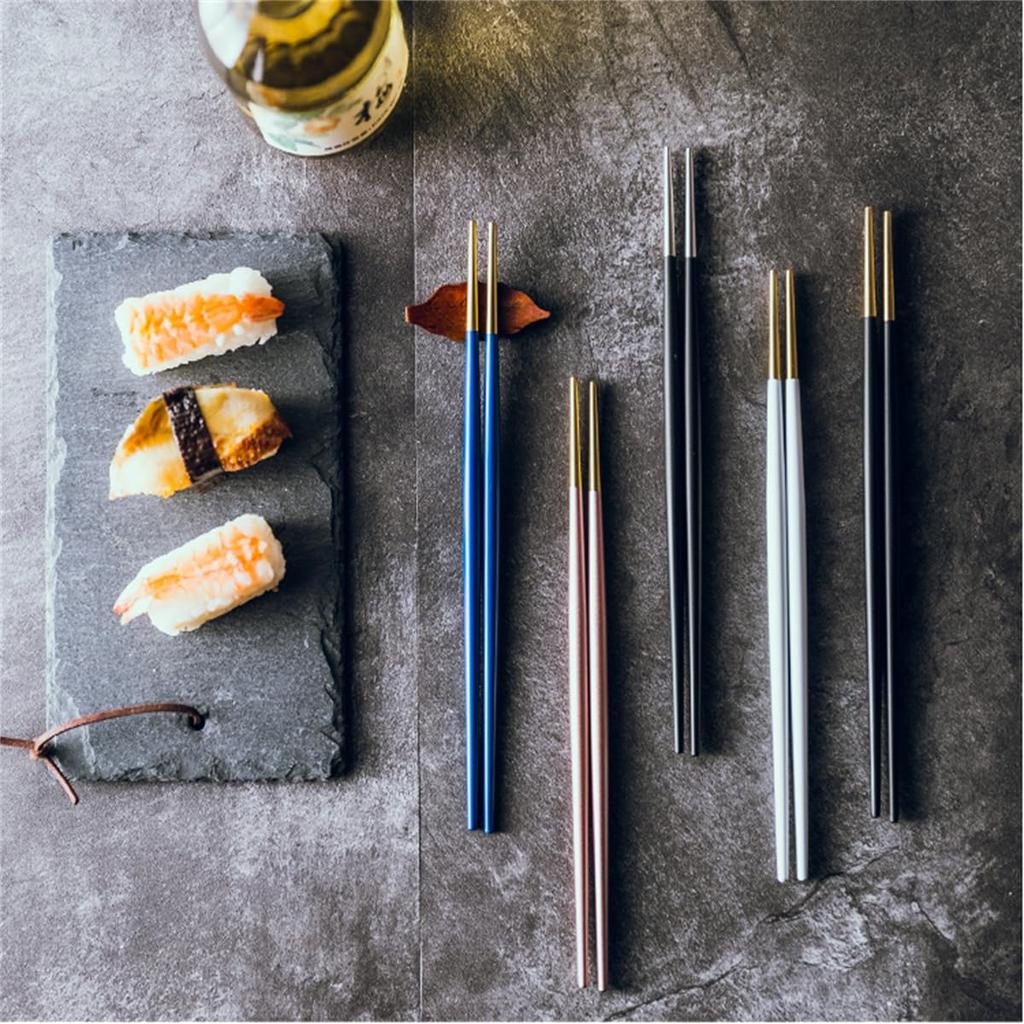 Andoo Cutlery Cutlery Set of 4 Round Round Chopsticks Chopsticks Set Dinner Cutlery Set 20 Colors To Choose from Spoon Knife Fork Steak Knife Table