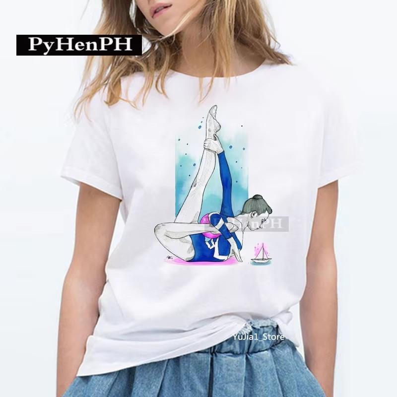 Elegant Ballet Print Short Sleeve T-shirt Women's Slim Fit Summer Top Modal Fabric Student Girl Fashion Polyester
