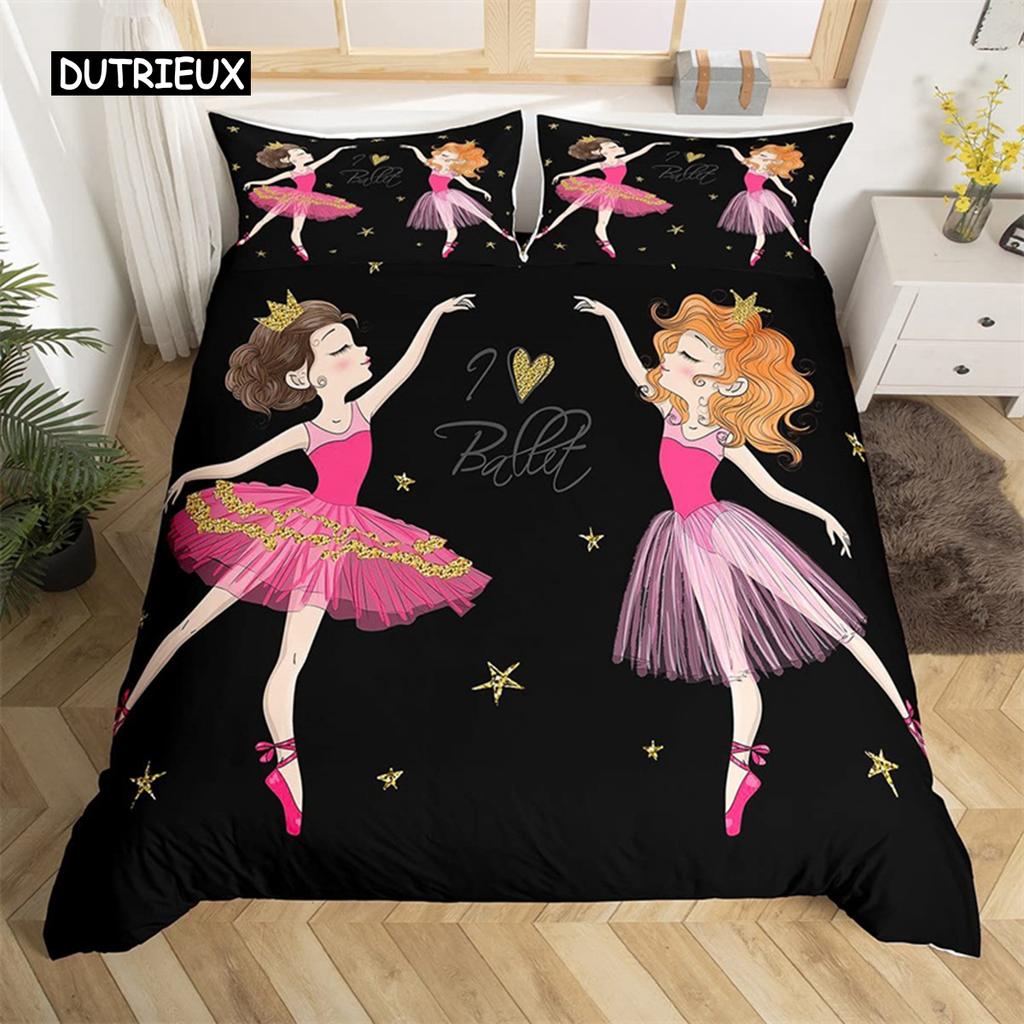 Пододеяльник с изображением Эйфелевой башни, романтический парижский тематический декор, комплект постельного белья для мальчика-подростка из микрофибры, балетное одеяло для девочки-единорога