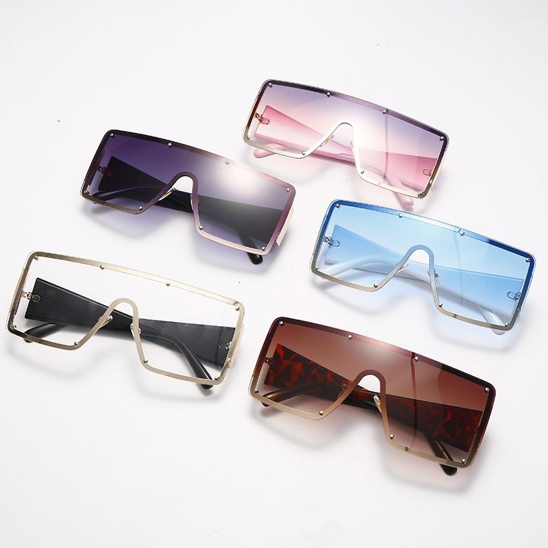 Fashion Vintage Big Frame Square Sunglasses Gradient Lenses Women Men Eyeglasses